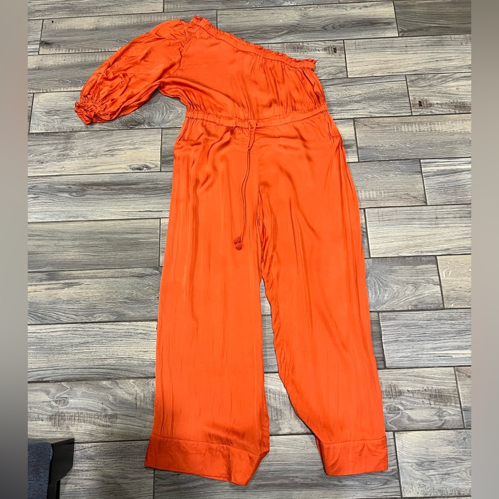 FARM Rio Orange One-Shoulder Jumpsuit